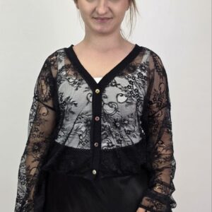 Czarny kardigan koronkowy Sensuelle na guziki