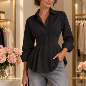 Czarna koszula taliowana Perfect Waist