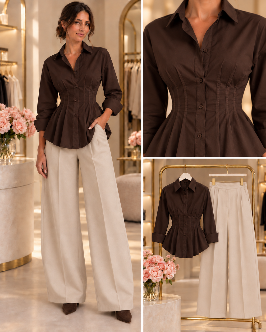 Koszula taliowana Chocolate Perfect Waist - obrazek 3