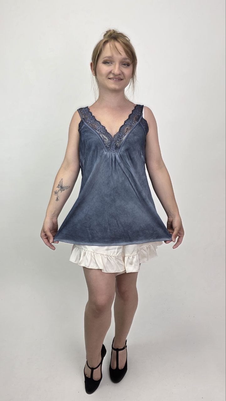 Asymetryczny top Toscana Lace Navy 2 - obrazek 3