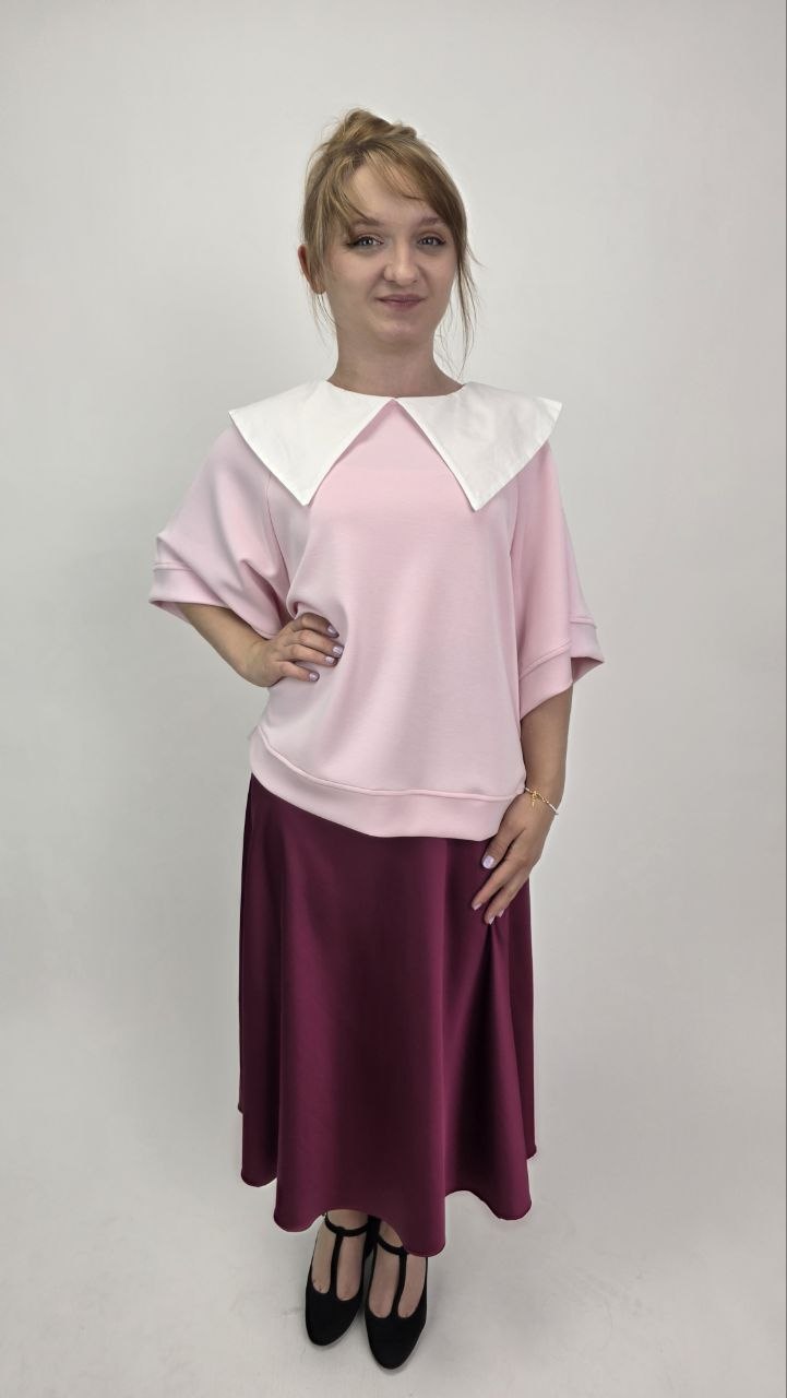 Bluzka Pink Chic z Oversize Kołnierzem - obrazek 2