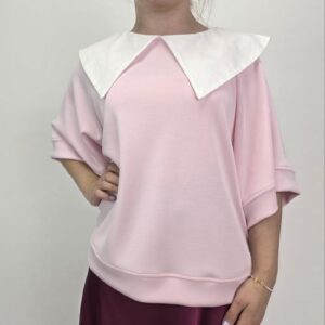 Bluzka Pink Chic z Oversize Kołnierzem