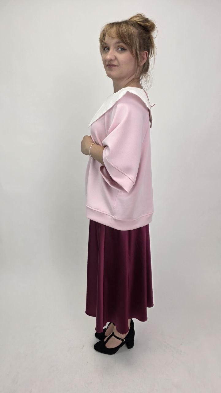 Bluzka Pink Chic z Oversize Kołnierzem - obrazek 3