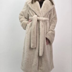 Długie futro ekologiczne Teddy Coat Beige