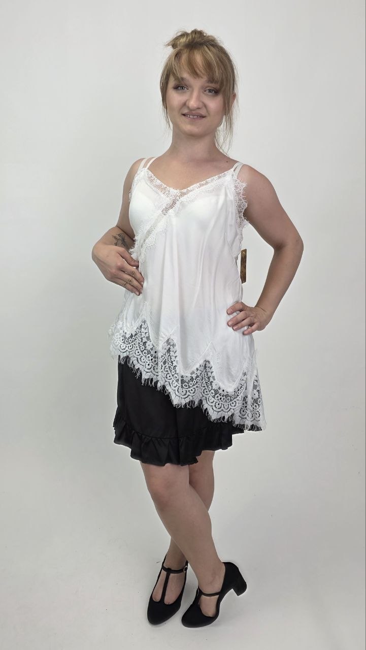 Asymetryczny top Toscana Lace White